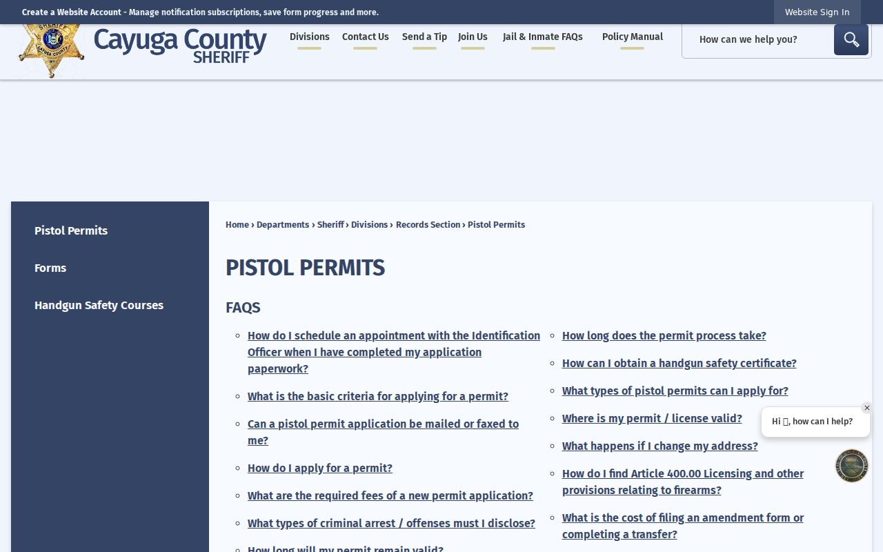 Cayuga County criminal records Sheriff's Office page